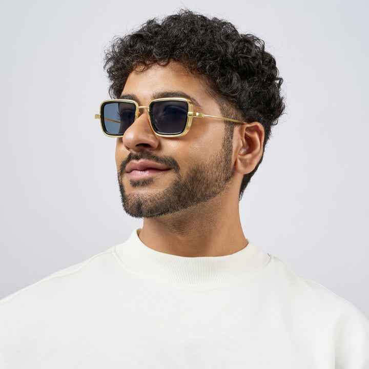 Rustic Black Lense Sunglasses With Gold Frames