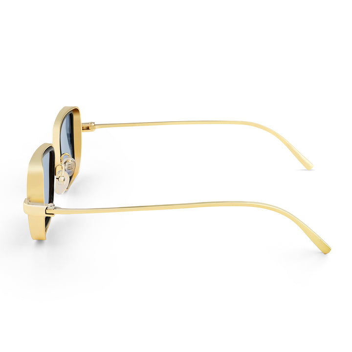 Rustic Black Lense Sunglasses With Gold Frames