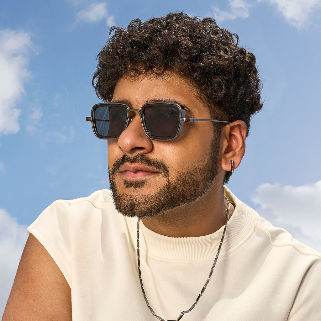 Rustic Black Lense Sunglasses With Black Frames