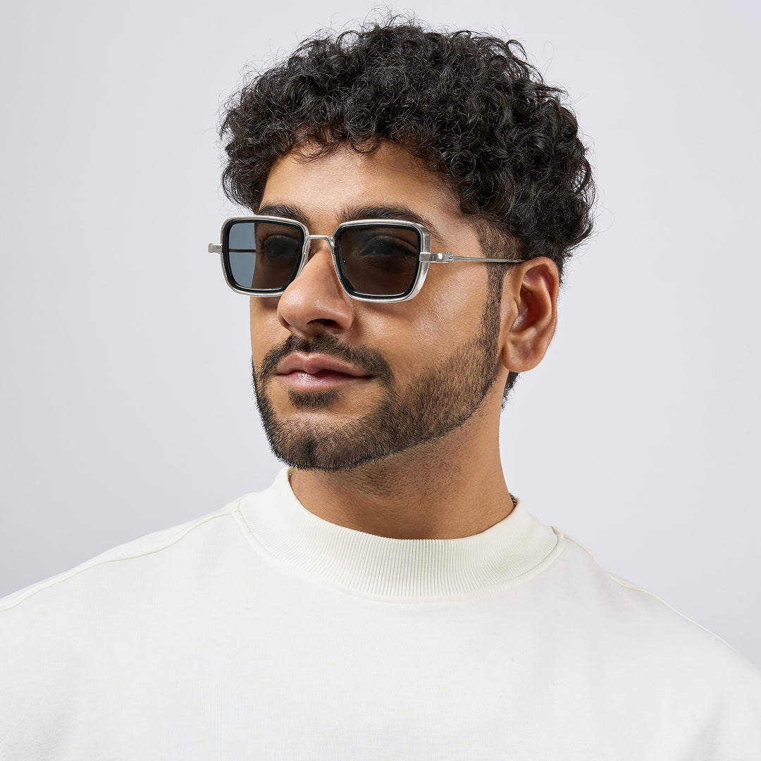 Rustic Black Lense Sunglasses With Silver Frames