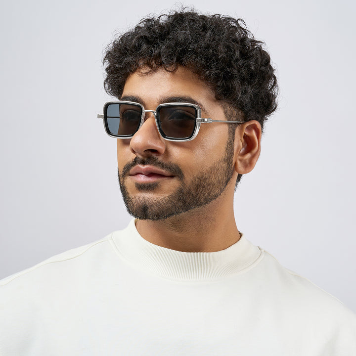 Rustic Black Lense Sunglasses With Silver Frames