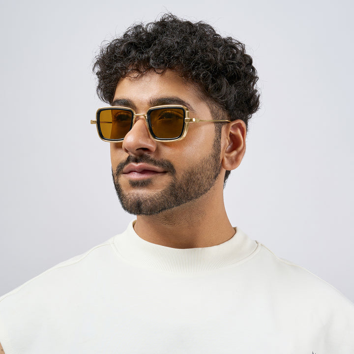 Rustic Brown Lense Sunglasses With Gold Frames