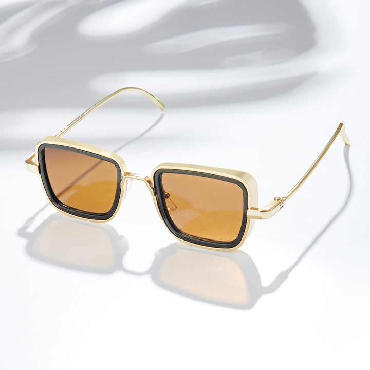 Rustic Brown Lense Sunglasses With Gold Frames