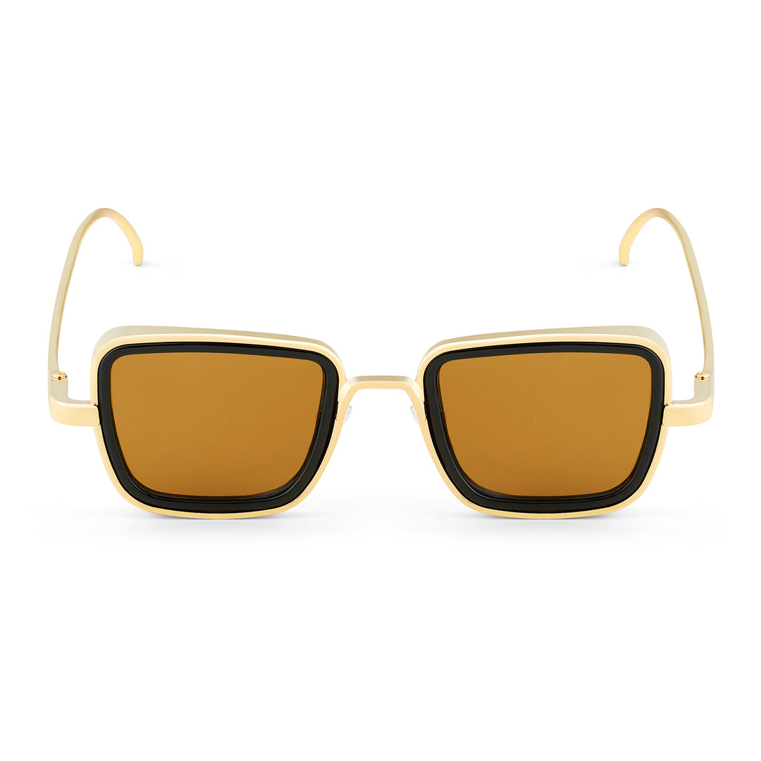 Rustic Brown Lense Sunglasses With Gold Frames