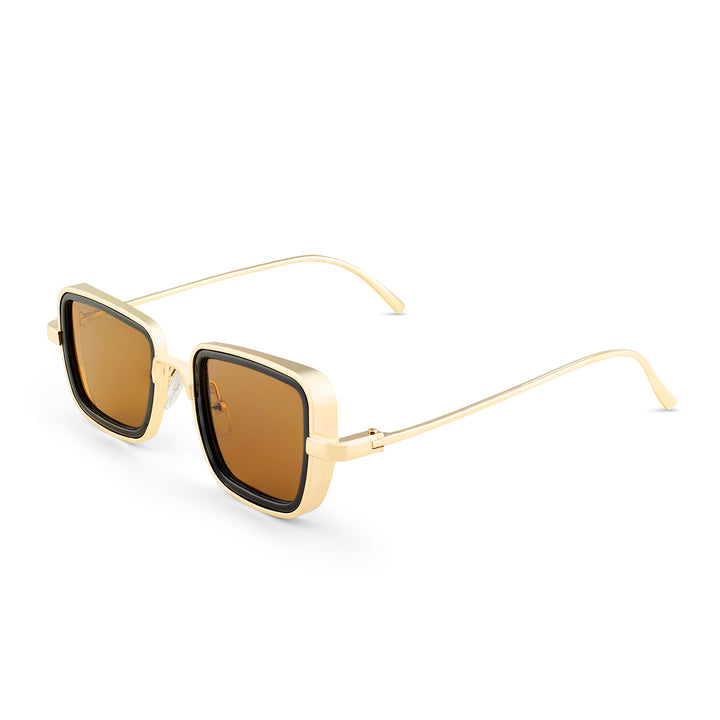 Rustic Brown Lense Sunglasses With Gold Frames