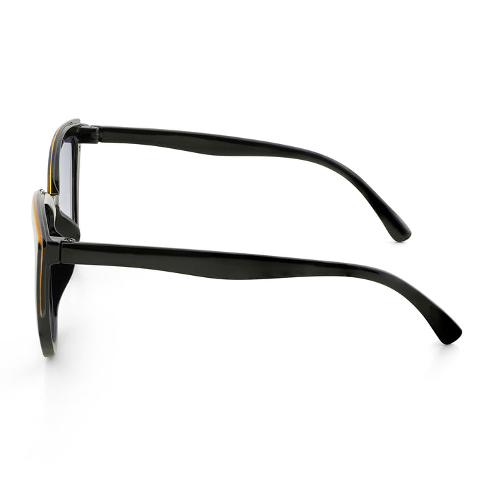 Anna Retro Cateye Purple Ombre Lenses Sunglasses With Black Frames And Gold Accents