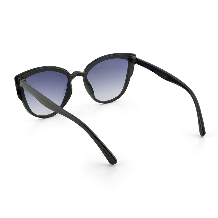 Anna Retro Cateye Purple Ombre Lenses Sunglasses With Black Frames And Gold Accents