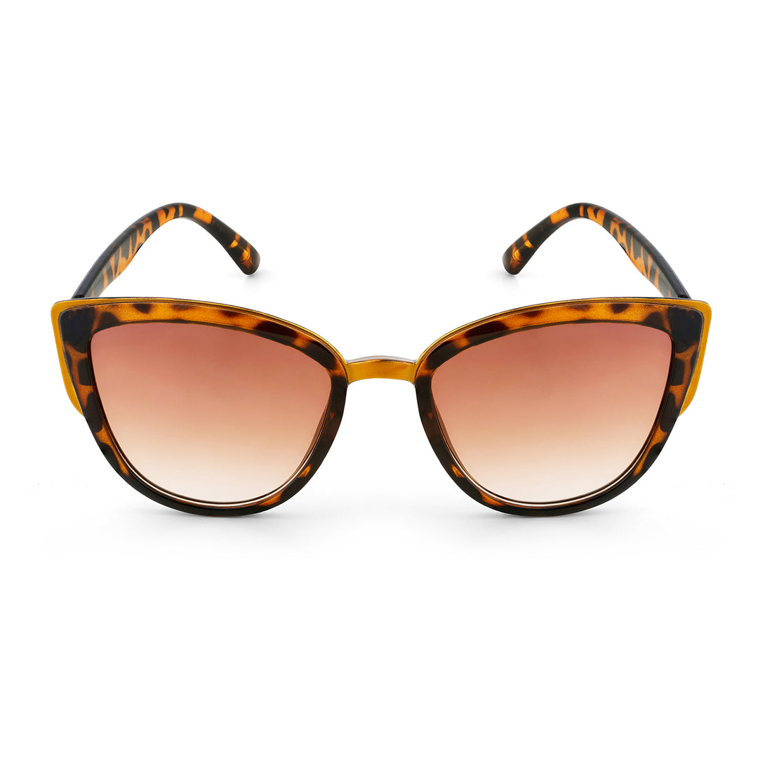 Anna Retro Cateye Cheetah Print Ombre Sunglasses with Gold Accents