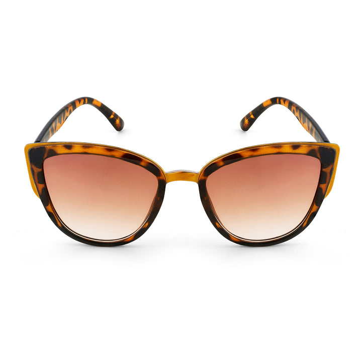 Anna Retro Cateye Cheetah Print Ombre Sunglasses with Gold Accents