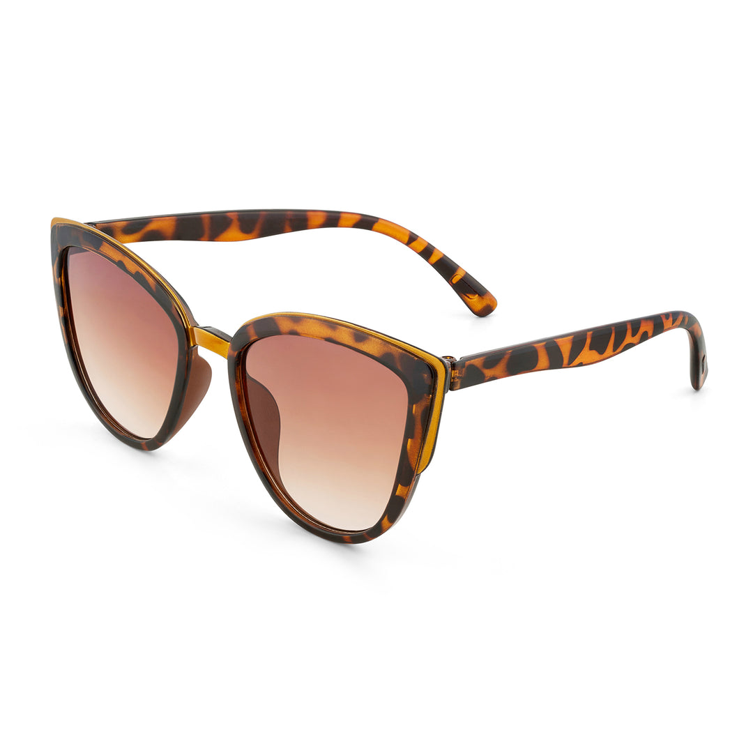 Anna Retro Cateye Cheetah Print Ombre Sunglasses with Gold Accents