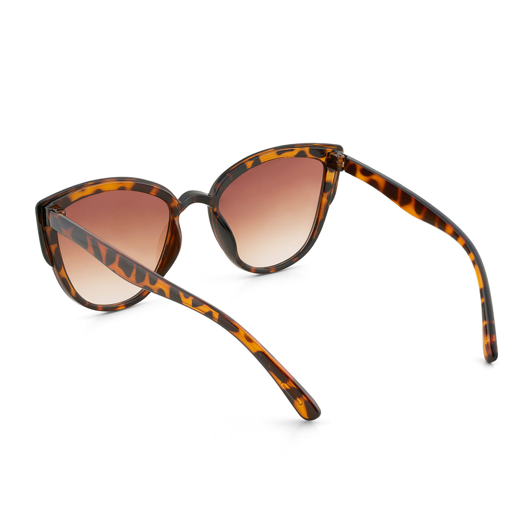 Anna Retro Cateye Cheetah Print Ombre Sunglasses with Gold Accents
