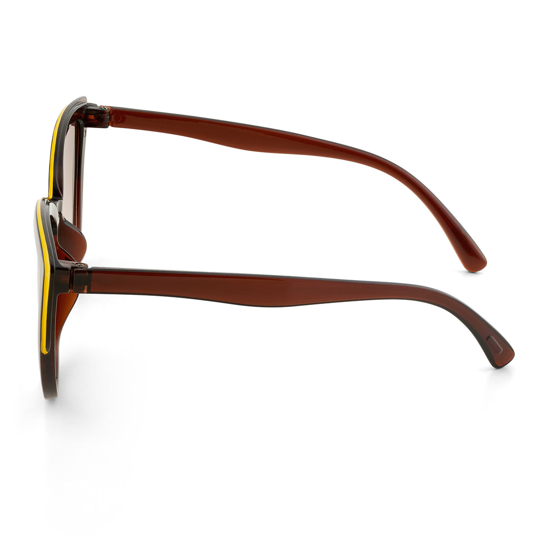 Anna Retro Cateye Brown Ombre Sunglasses with Gold Accents