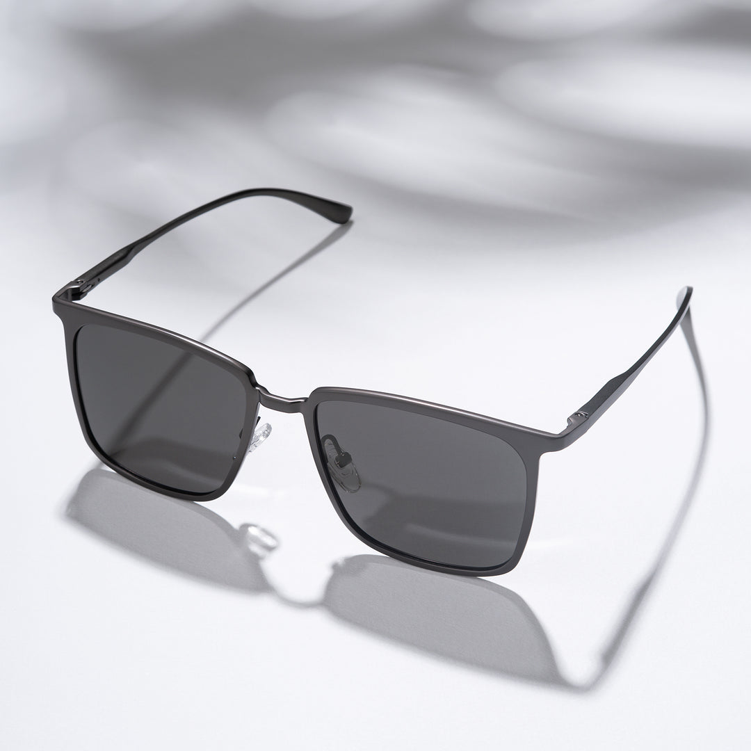 Sal Rectangle Dark Grey Frame Grey Sunglasses