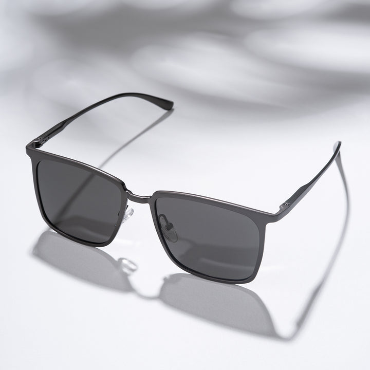 Sal Rectangle Dark Grey Frame Grey Sunglasses