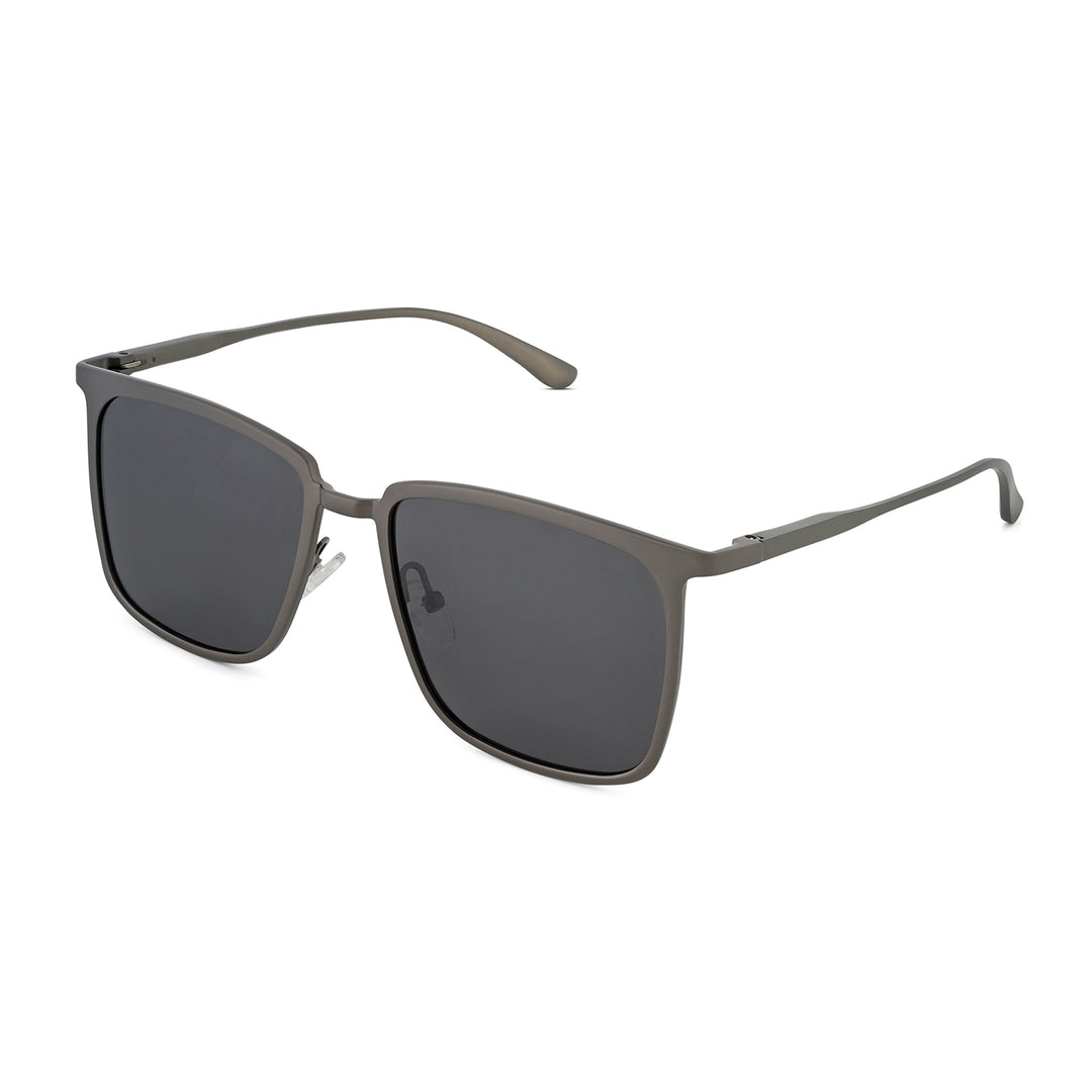 Sal Rectangle Dark Grey Frame Grey Sunglasses