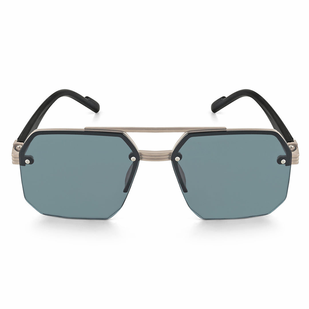 Hexa Geometric Sunglasses With Champagne Frame And Grey Ombre Lenses