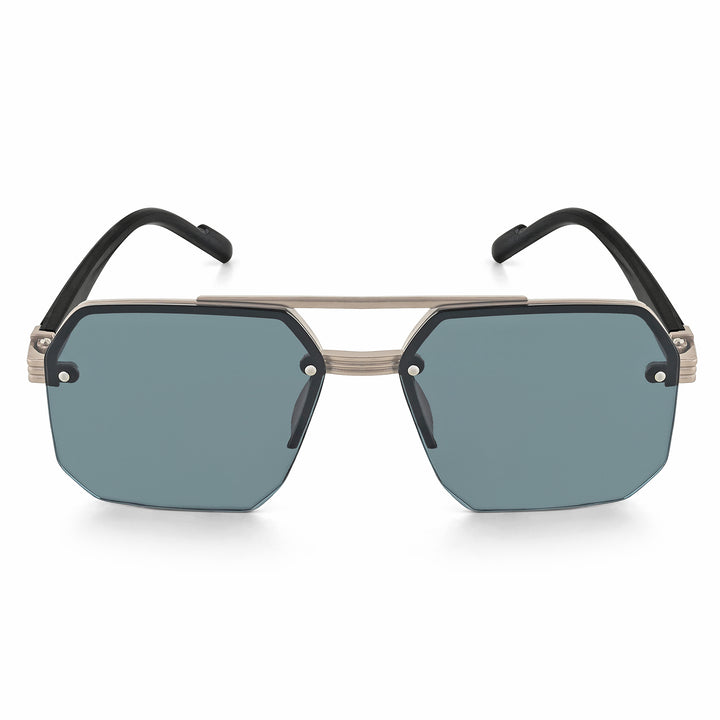 Hexa Geometric Sunglasses With Champagne Frame And Grey Ombre Lenses