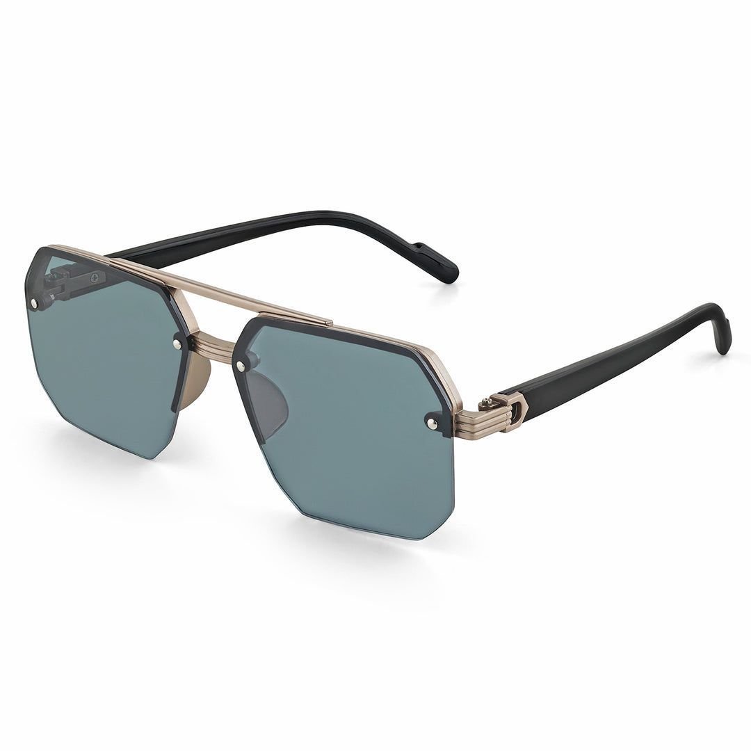 Hexa Geometric Sunglasses With Champagne Frame And Grey Ombre Lenses