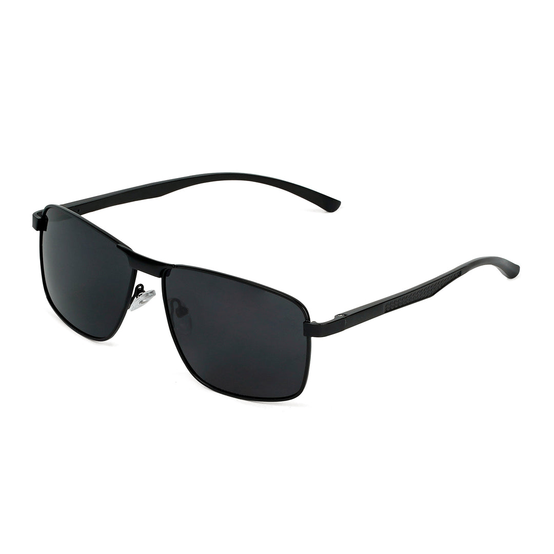 Valerio Rectangular Shield Black Sunglasses