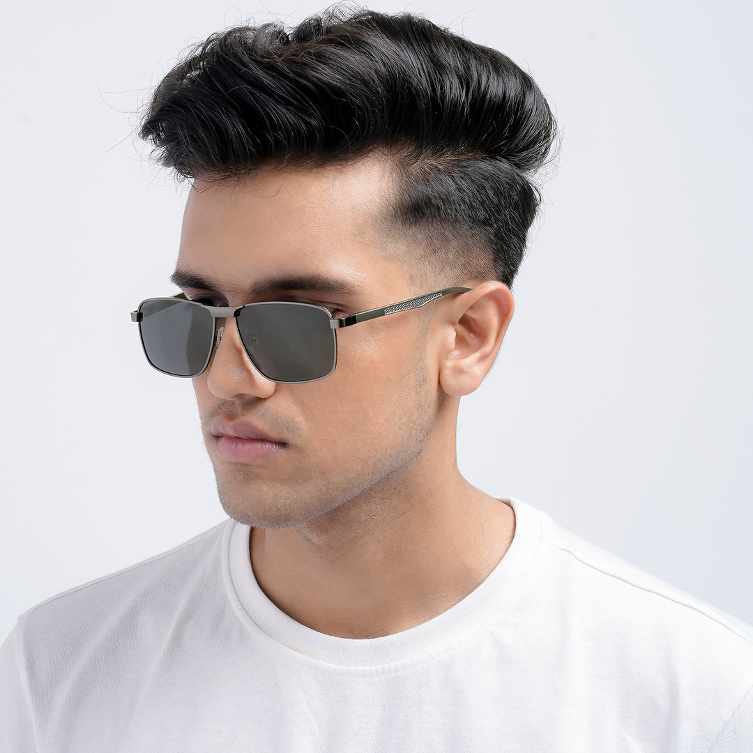 Valerio Rectangular Shield Grey Sunglasses