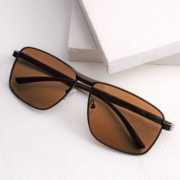 Valerio Rectangular Shield Brown Sunglasses