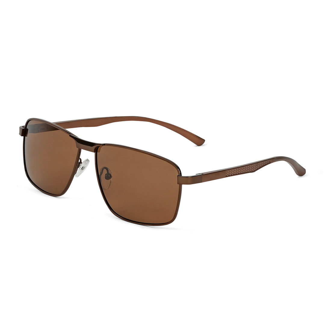 Valerio Rectangular Shield Brown Sunglasses