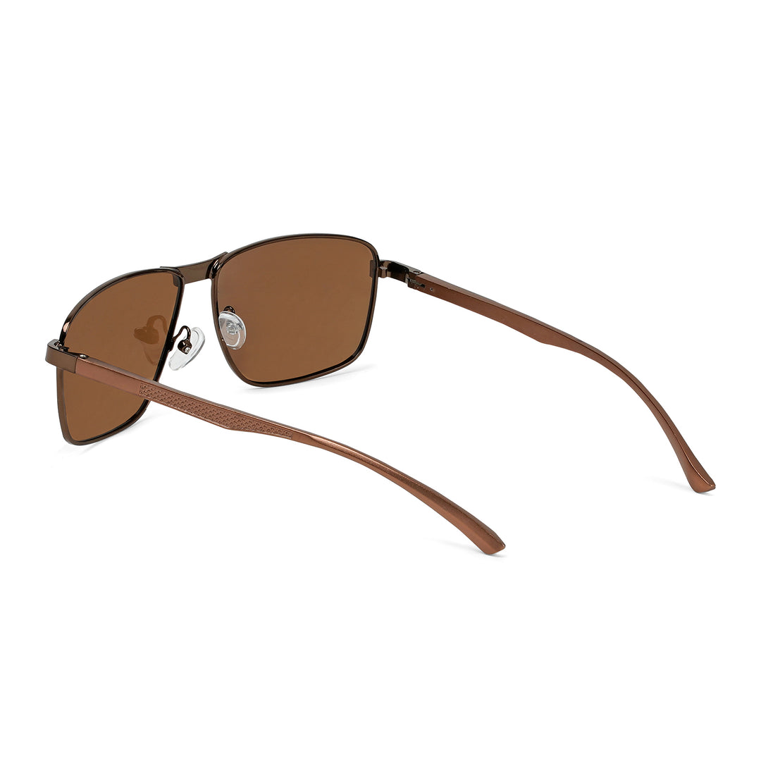 Valerio Rectangular Shield Brown Sunglasses