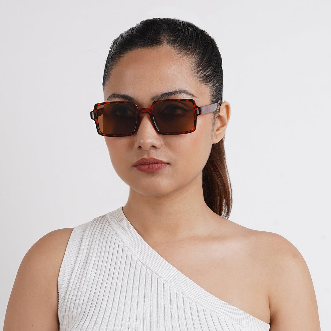 Mariana Brown Rectangular Sunglasses