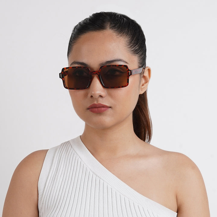 Mariana Brown Rectangular Sunglasses