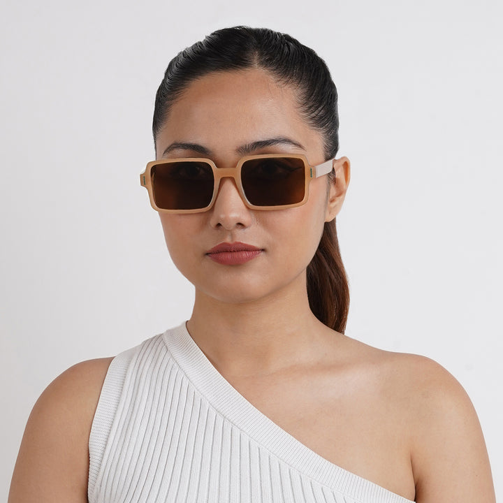 Mariana Brown & Beige Rectangular Sunglasses