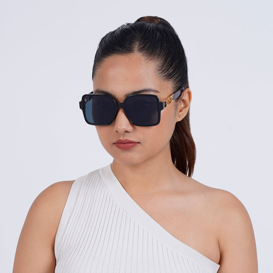 Tea Party Square Black Sunglasses