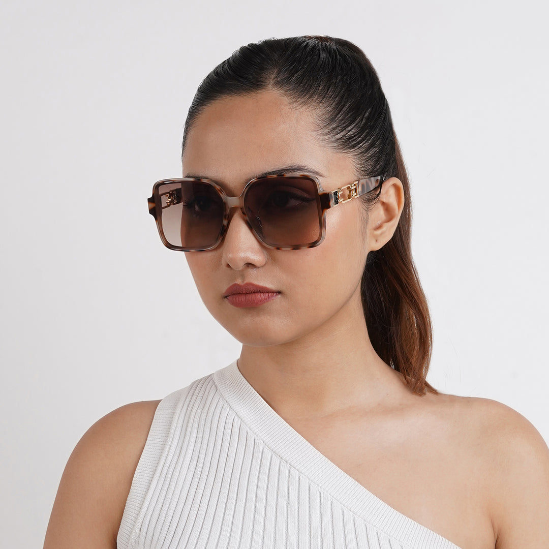 Tea Party Square Brown Sunglasses