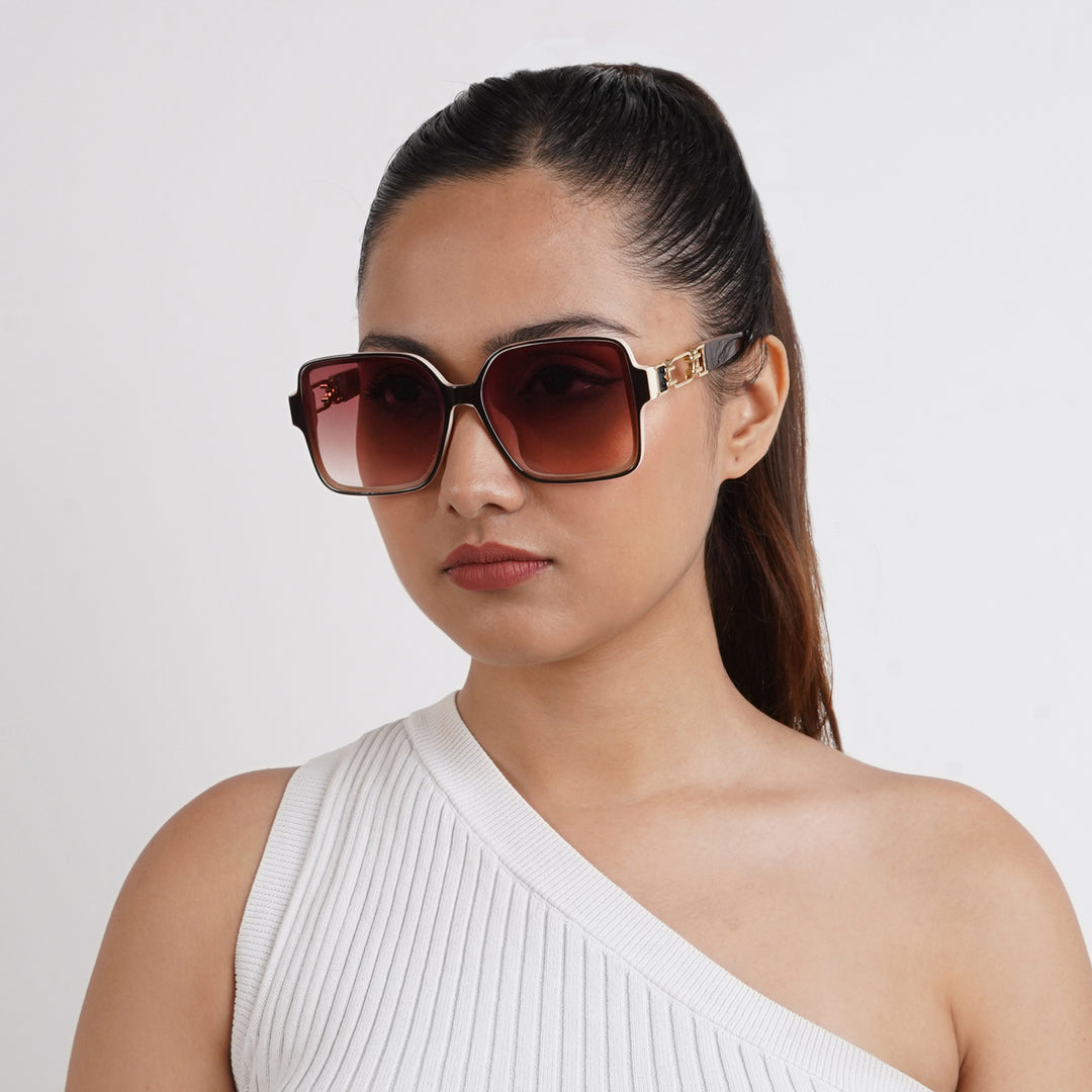 Tea Party Square Brown and Red  Sunglasses