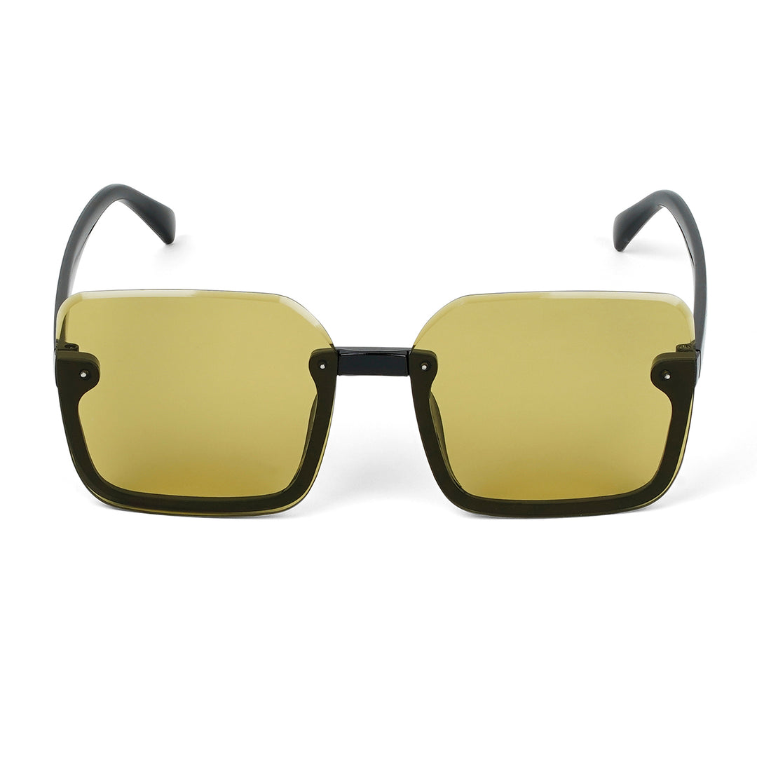 Breckie Rimless Green & Black Sunglasses