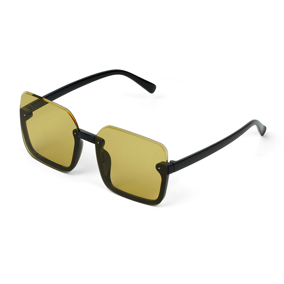 Breckie Rimless Green & Black Sunglasses