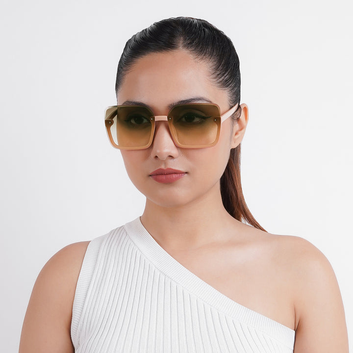 Breckie Rimless Brown Sunglasses