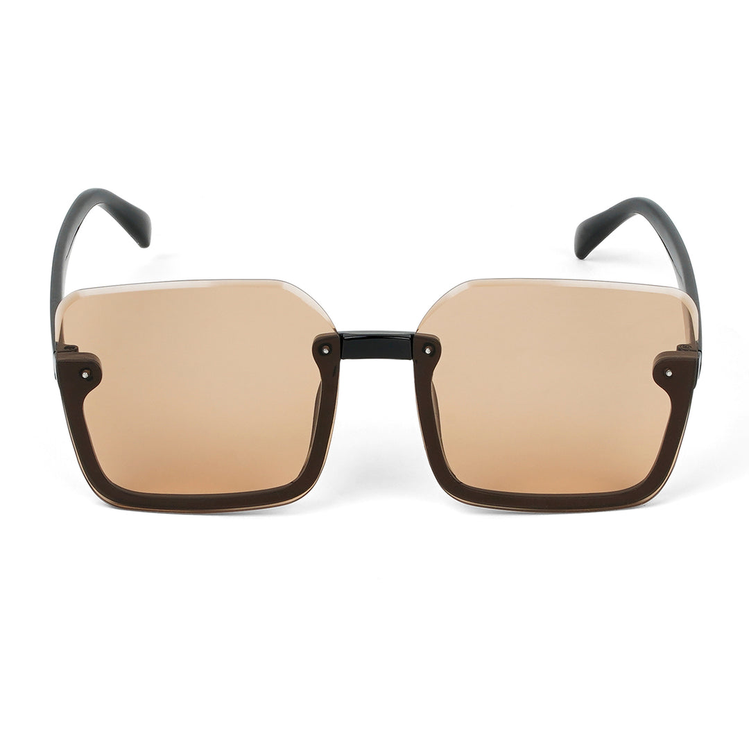 Breckie Rimless Brown and Black Sunglasses