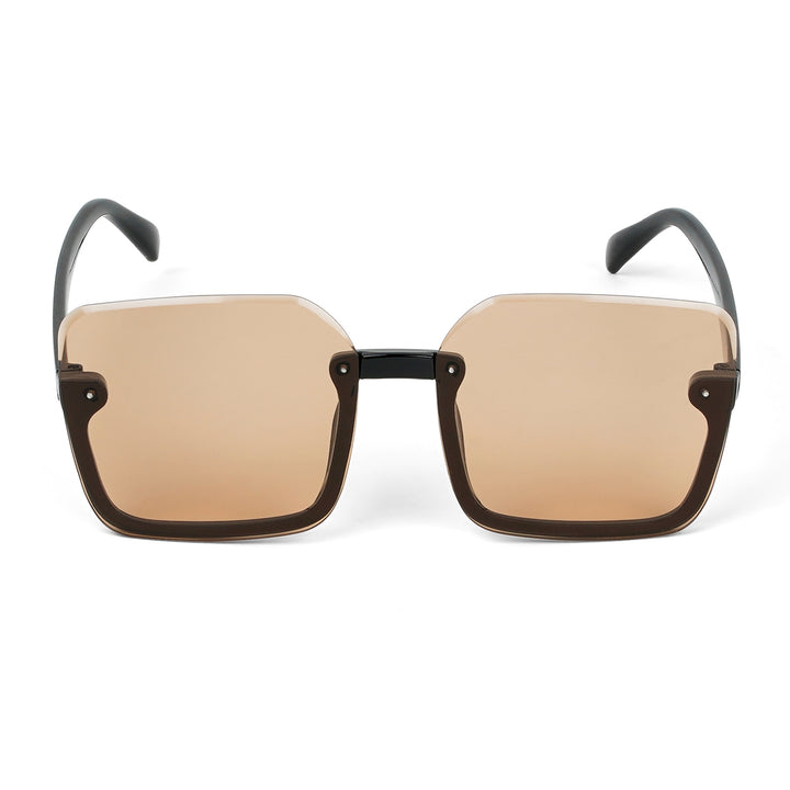 Breckie Rimless Brown and Black Sunglasses