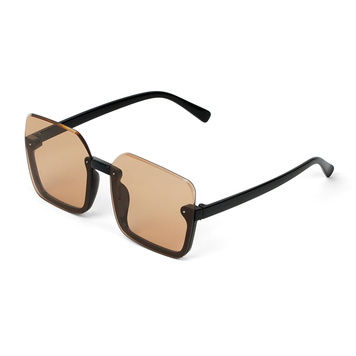 Breckie Rimless Brown and Black Sunglasses