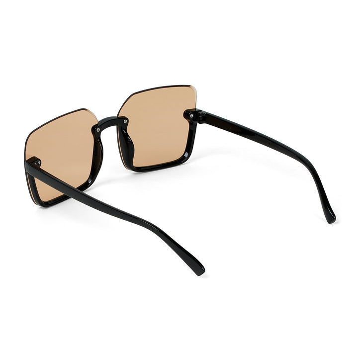Breckie Rimless Brown and Black Sunglasses