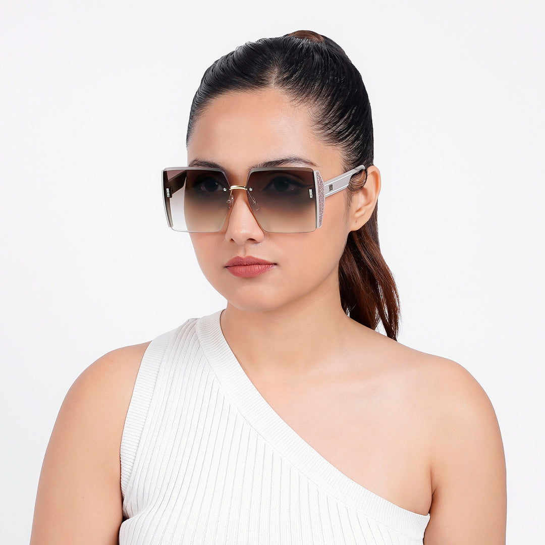Casina Brown Rimless Sunglasses