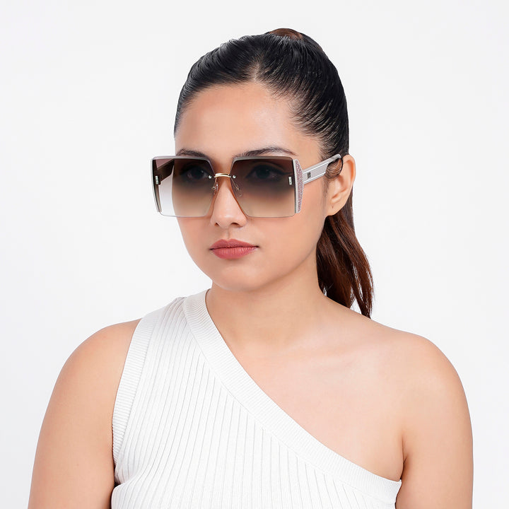 Casina Brown Rimless Sunglasses