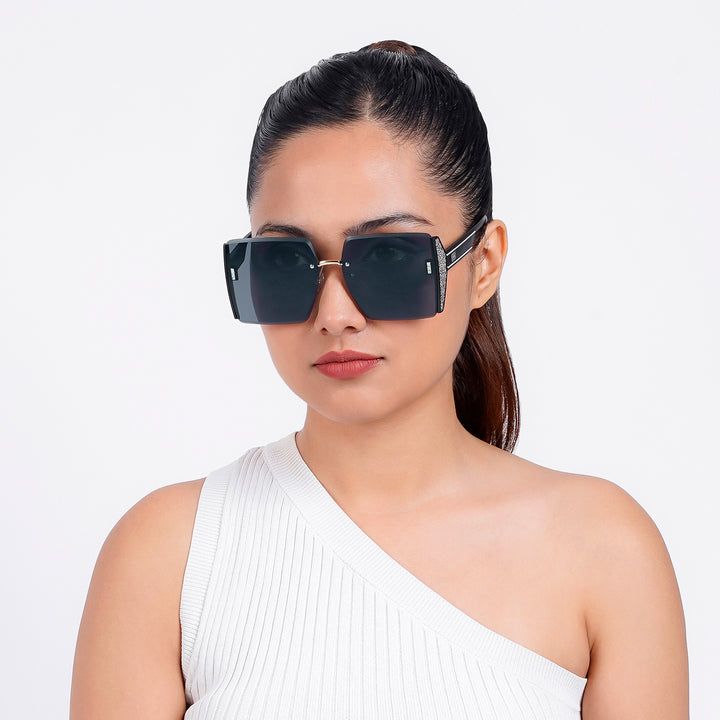 Casina Black Rimless Sunglasses