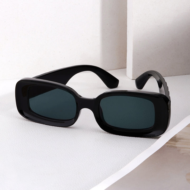 Arcadia Rectangular Black Sunglasses