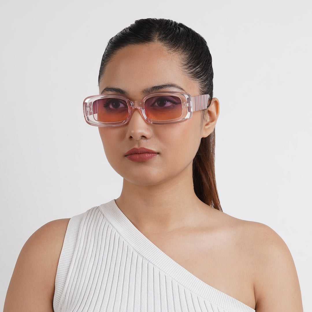 Arcadia Rectangular Pink Sunglasses