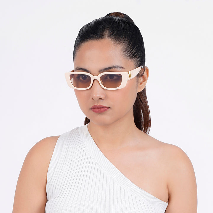 Carro Rectangular Beige Sunglasses