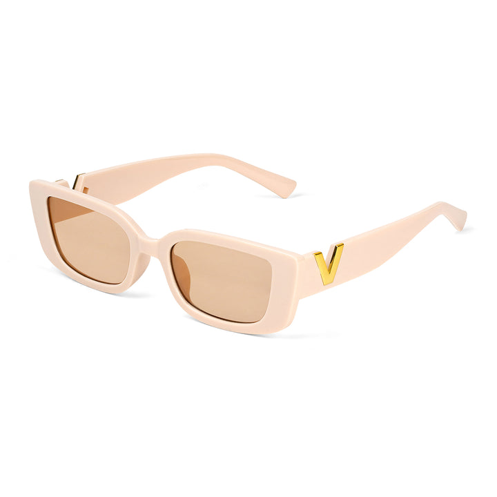Carro Rectangular Beige Sunglasses