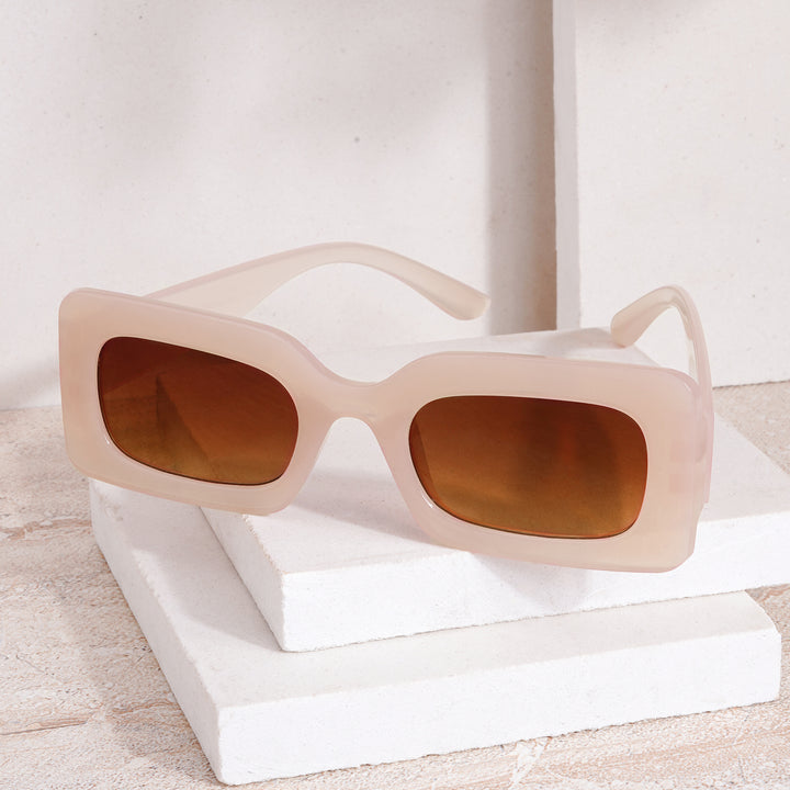 Pretza Beige and Brown Rectangle Sunglasses