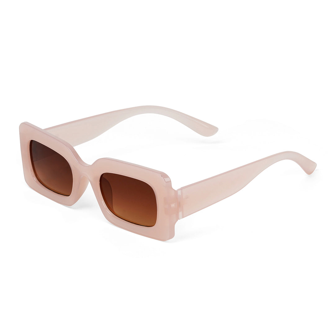 Pretza Beige and Brown Rectangle Sunglasses