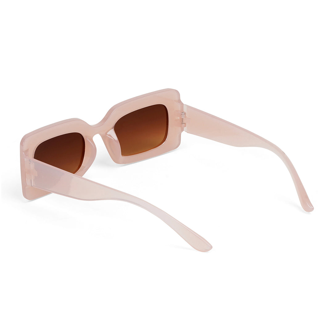Pretza Beige and Brown Rectangle Sunglasses